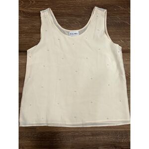 Nolan Miller Womens Silk Pearl Beaded Blouse Tank Ivory Size 12 chic date night